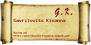 Gavrilovits Kisanna névjegykártya